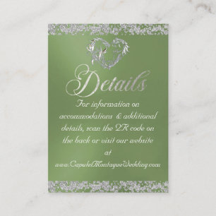 Romantic Heart & Glitter, QR Code on Sage Enclosure Card