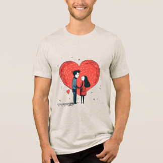 Romantic Heart Graphic T-Shirt –valentine Day Tri-Blend Shirt