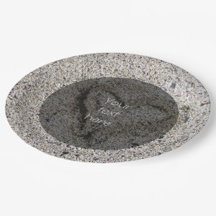 Romantic Heart in Sand photo any Text Paper Plate