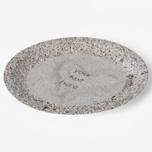 Romantic Heart in Sand photo any Text Paper Plate