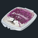 Romantic Heart Leaf Tree Bridesmaid Wedding Travel Mirror<br><div class="desc">Personalised Romantic Radiant Orchid Purple Heart Leaf Tree  Wedding Compact Mirror</div>