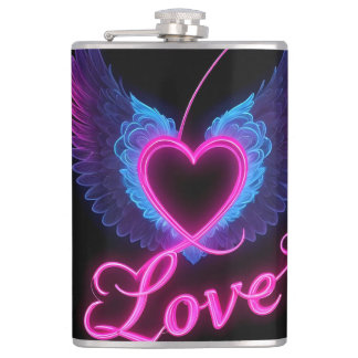 Romantic Heart Love Wings Paper Cups Hip Flask