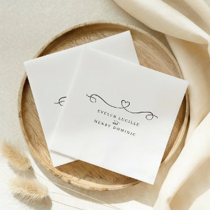 Romantic Heart Minimal Wedding Party Napkin