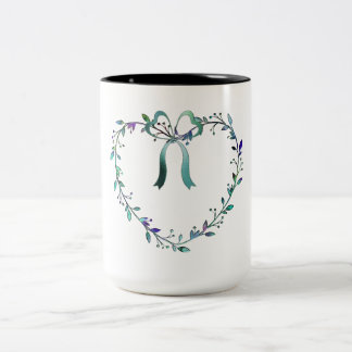 Romantic Heart of Leaves and Ribbons Mug
