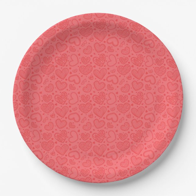 Romantic Heart Paper Plates (Front)