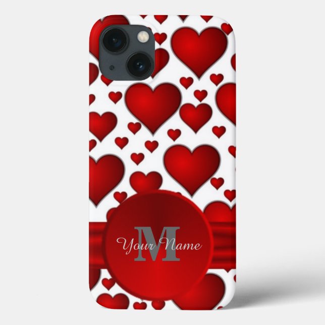Romantic heart pattern monogrammed Case-Mate iPhone case (Back)