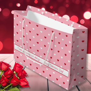 Romantic Heart-Patterned  /Add Your Custom Message Large Gift Bag