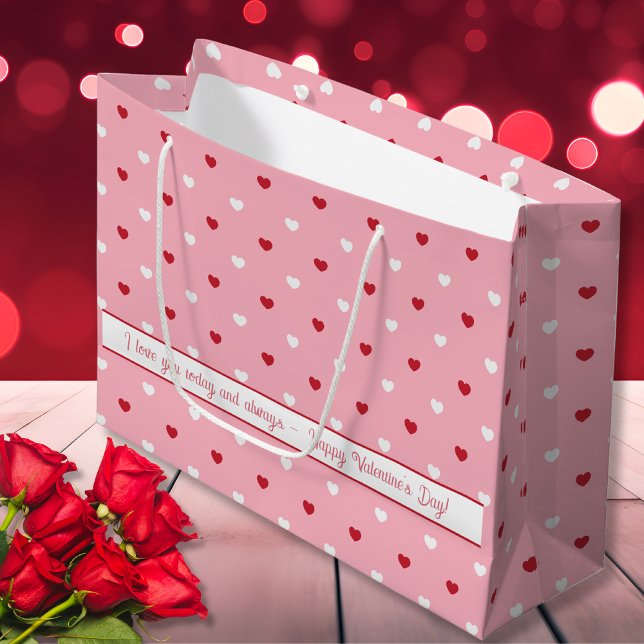 Romantic Heart-Patterned  /Add Your Custom Message Large Gift Bag (Romantic Heart-Patterned /Add Your Custom Message Large Gift Bag)