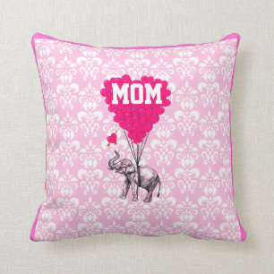 Romantic heart pink damask moms cushion