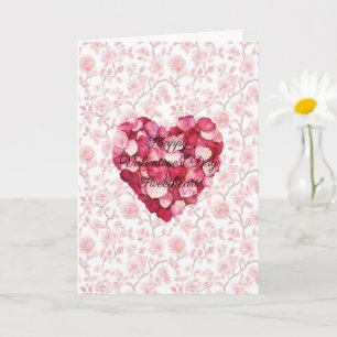 Romantic Heart Rose Petals Valentine's Day Card