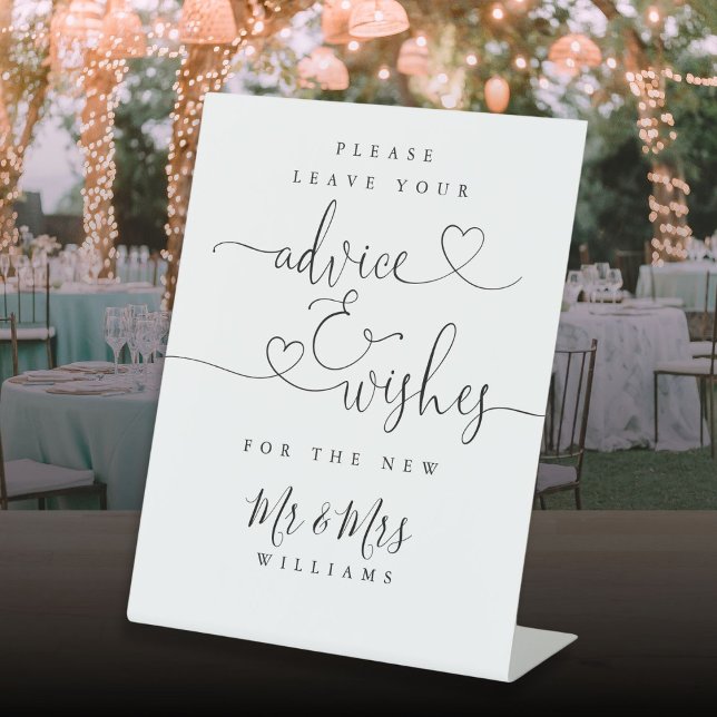 Romantic Heart Script Advice And Wishes Pedestal Sign (Romantic Heart Script Advice And Wishes Pedestal Sign)