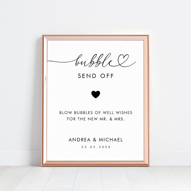 Romantic Heart Script Bubble Send Off Wedding Sign (Creator Uploaded)