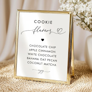 Romantic Heart Script Cookie Flavours Wedding Sign