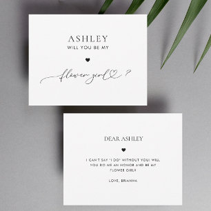 Romantic Heart Script Flower Girl Proposal Card