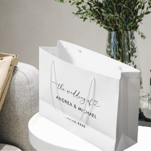 Romantic Heart Script Minimalist The Wedding Of Large Gift Bag