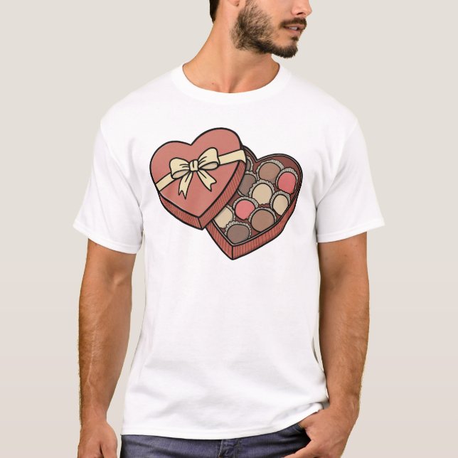 Romantic Heart-Shaped Chocolate Box Valentine  T-Shirt (Front)