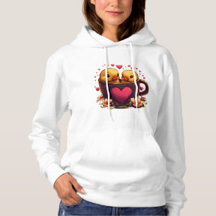 Romantic Heart-Shaped Duck Couple, Valentine's Day Hoodie
