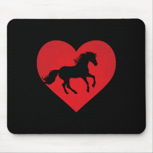 Romantic Heart Shaped Horse Equestrian Lover Valen Mouse Pad