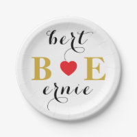 Romantic Heart Sign Paper Plates Fall in Love Them