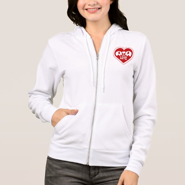 Romantic Heart Silhouette Design, Hoodie (Front)