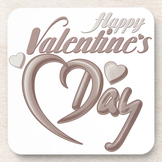 Romantic Heart Valentine’s Day Script Typography  Coaster (Front)