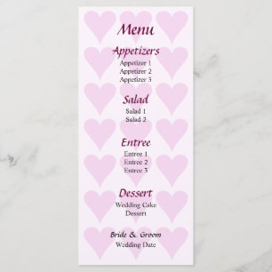 Romantic Heart Wedding Menu