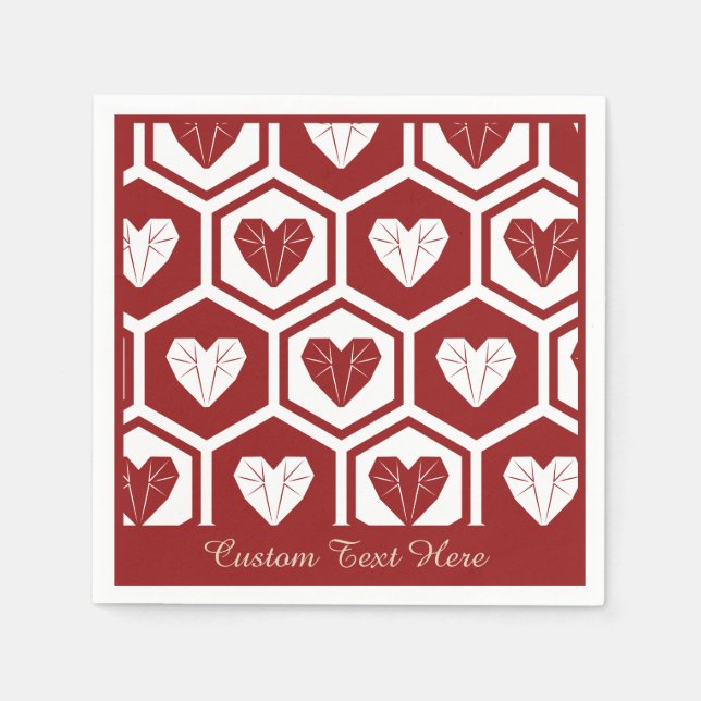 Romantic Heart White Diamond Heart Personalise Napkin (Front)