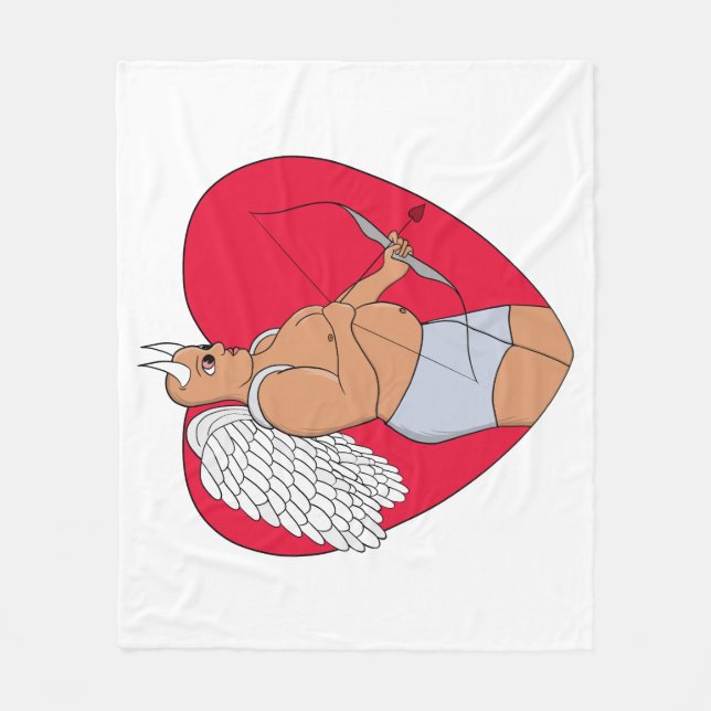 Romantic Heart With an Unusual Cupid Fleece Blanket (Front)
