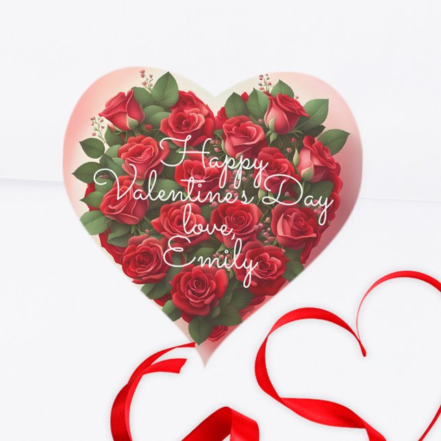Romantic Heart with Red Roses Valentine's Day Heart Sticker (Creator Uploaded)