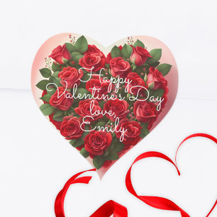 Romantic Heart with Red Roses Valentine's Day Sticker