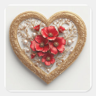 🌹 Romantic Heart Wreath For Bridal Shower Favours Square Sticker