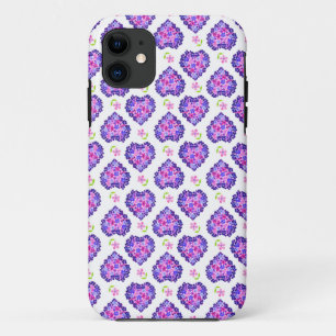 Romantic Hearts and Flowers Pattern on White Case-Mate iPhone Case