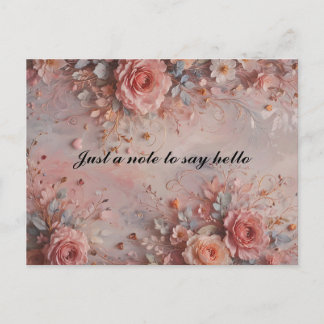 Romantic Hearts and Flowers Postcard