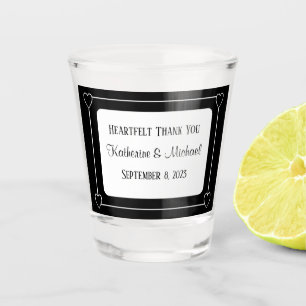 Romantic Hearts Modern Black and White Wedding Shot Glass
