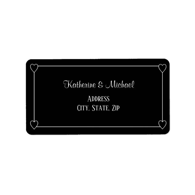Romantic Hearts Modern Black Simple Wedding Label (Front)