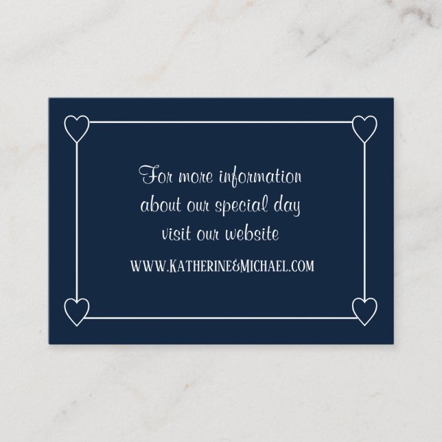Romantic Hearts Modern Blue Simple Wedding Enclosure Card (Front)