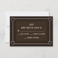 Romantic Hearts Modern Dark Brown Simple Wedding