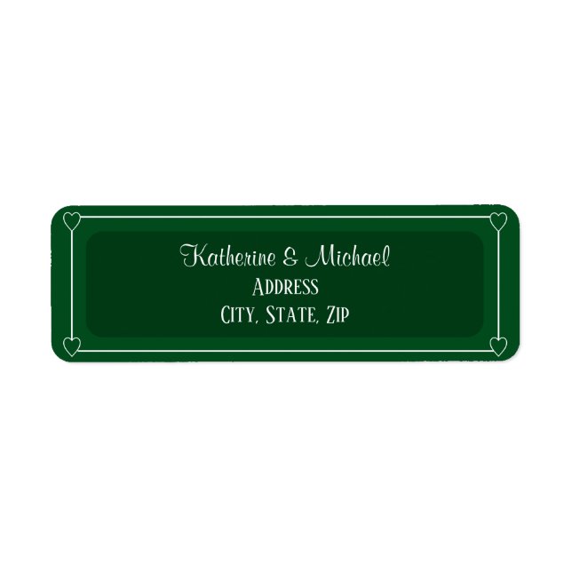 Romantic Hearts Modern Dark Green Simple Wedding (Front)