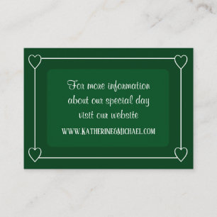 Romantic Hearts Modern Dark Green Simple Wedding Enclosure Card