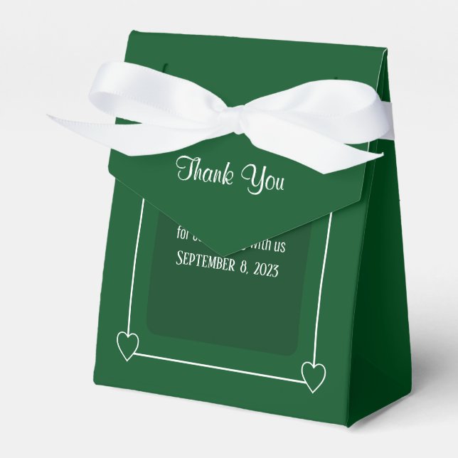 Romantic Hearts Modern Dark Green Simple Wedding Favour Box (Front Side)