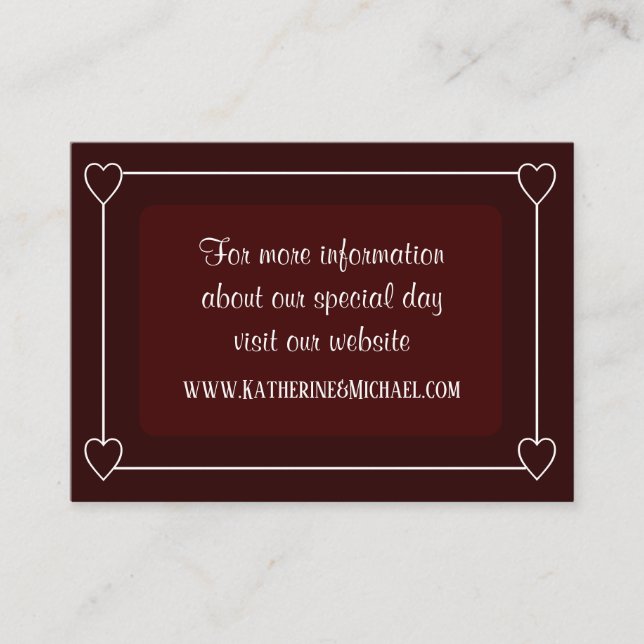 Romantic Hearts Modern Dark Red Simple Wedding Enclosure Card (Front)