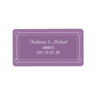 Romantic Hearts Modern Light Purple Simple Wedding Label