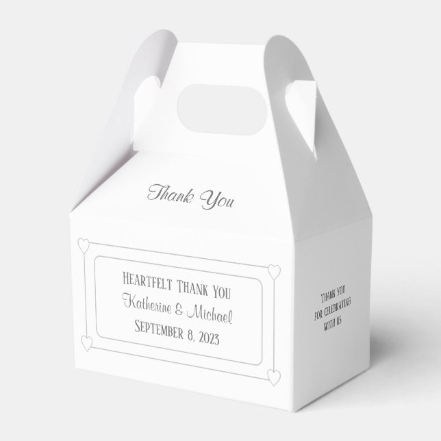 Romantic Hearts Modern White Simple Wedding Favour Box (Front Side)
