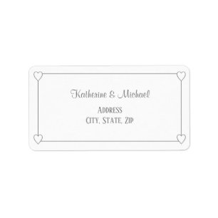 Romantic Hearts Modern White Simple Wedding Label