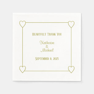 Romantic Hearts Modern White Simple Wedding Napkin