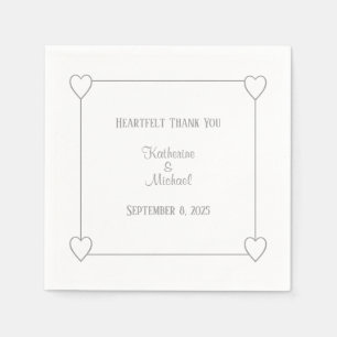 Romantic Hearts Modern White Simple Wedding Napkin