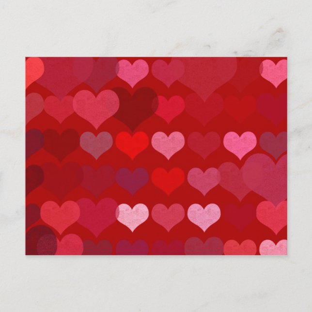 romantic hearts on red background illustration postcard (Front)