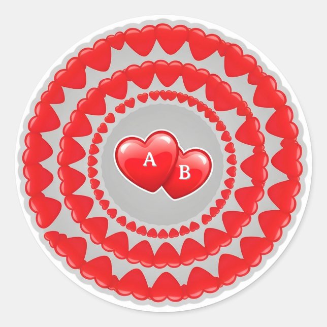 Romantic Hearts Pattern Classic Round Sticker (Front)