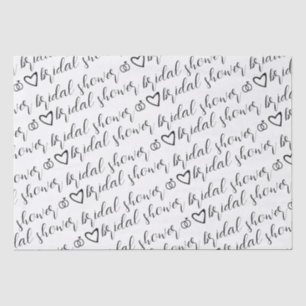 Romantic Hearts Rings Black Pattern Bridal Shower  Tissue Paper