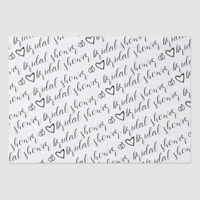 Romantic Hearts Rings Pink Pattern Bridal Shower  Tissue Paper (Front)